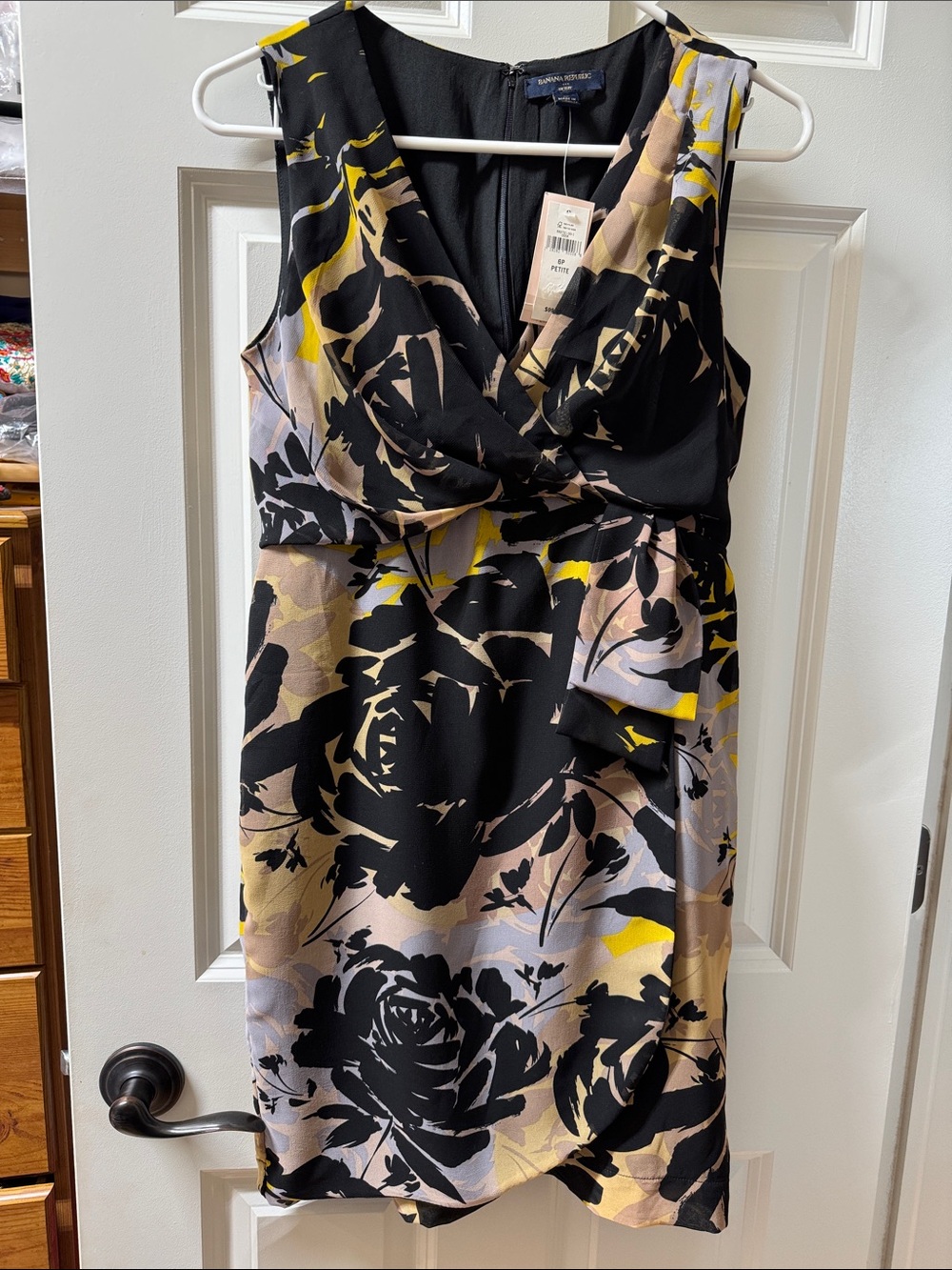 Banana Republic Black, Yellow & Tan Floral Midi Dress
